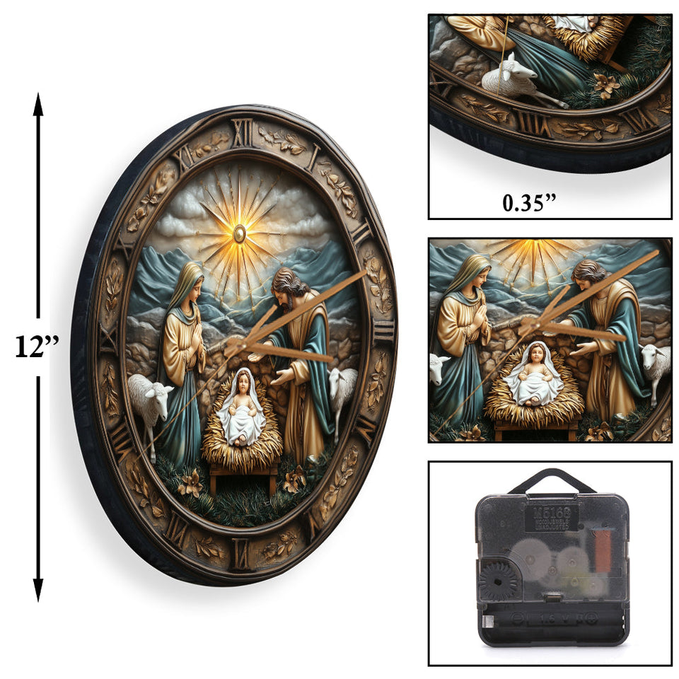 Horloge murale chrétienne - L'heure de la Nativité