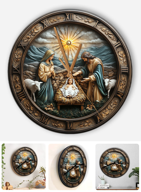 Horloge murale chrétienne - L'heure de la Nativité