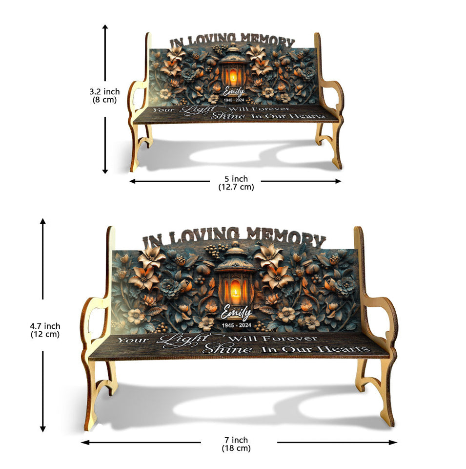 Ta lumière brillera toujours dans nos cœurs - Banc commémoratif en bois personnalisé