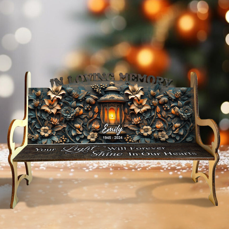 Ta lumière brillera toujours dans nos cœurs - Banc commémoratif en bois personnalisé