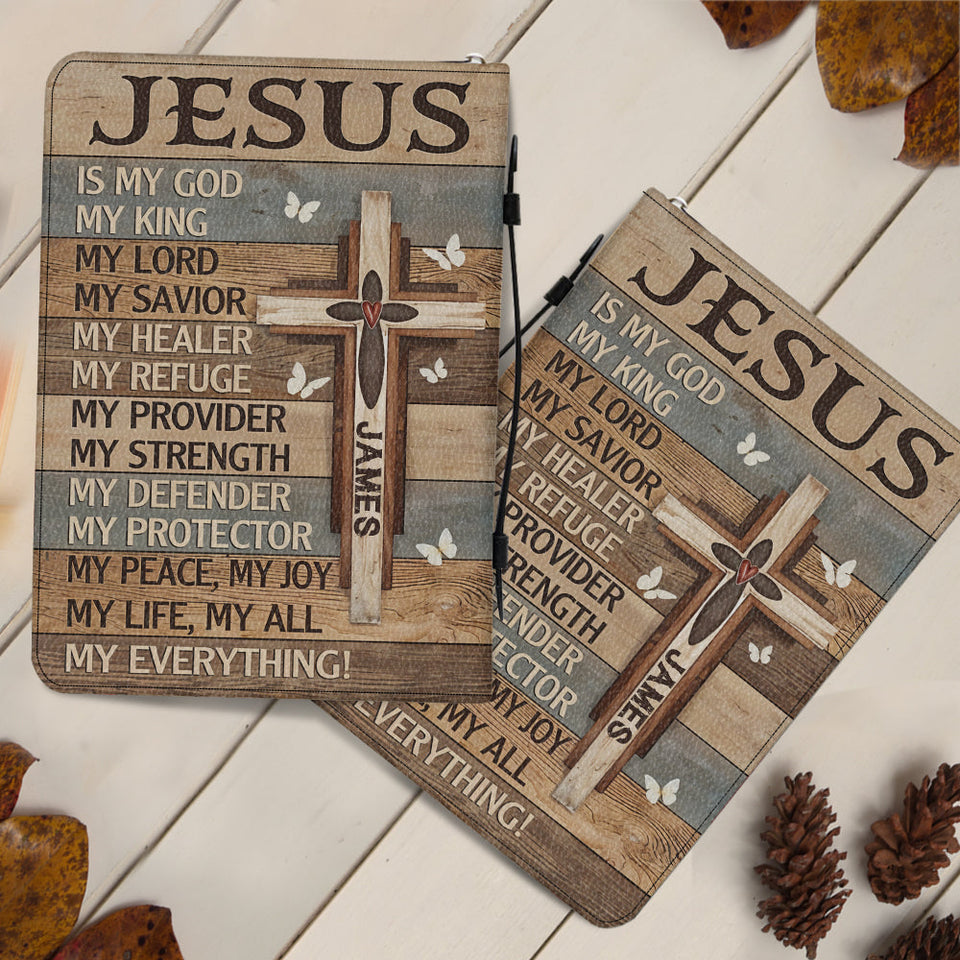 Mon Dieu, mon Roi - Étui à Bible en cuir personnalisé pour chrétiens