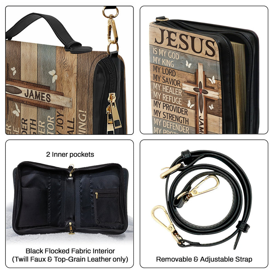 Mon Dieu, mon Roi - Étui à Bible en cuir personnalisé pour chrétiens