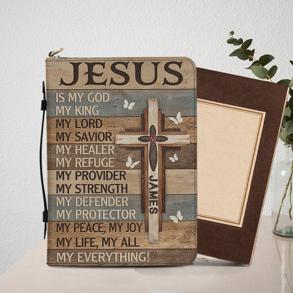 Mon Dieu, mon Roi - Étui à Bible en cuir personnalisé pour chrétiens