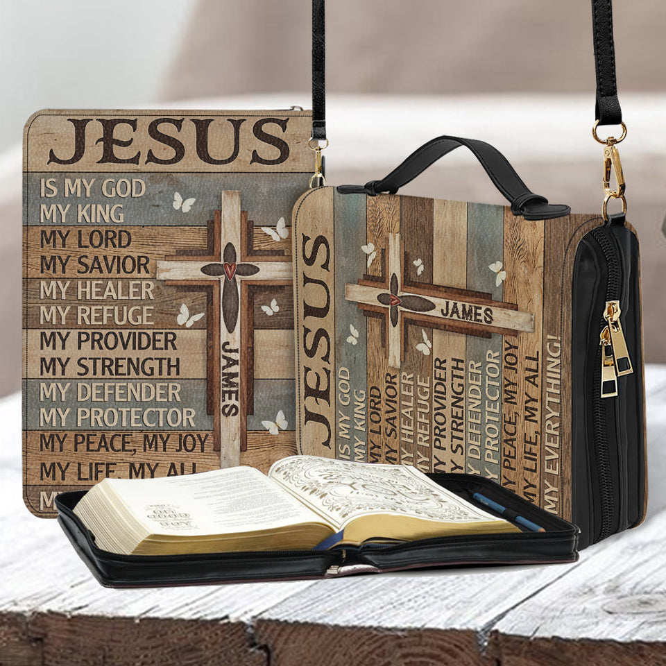 Mon Dieu, mon Roi - Étui à Bible en cuir personnalisé pour chrétiens