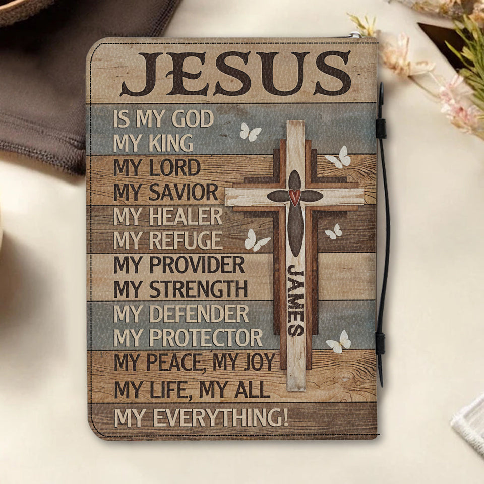Mon Dieu, mon Roi - Étui à Bible en cuir personnalisé pour chrétiens