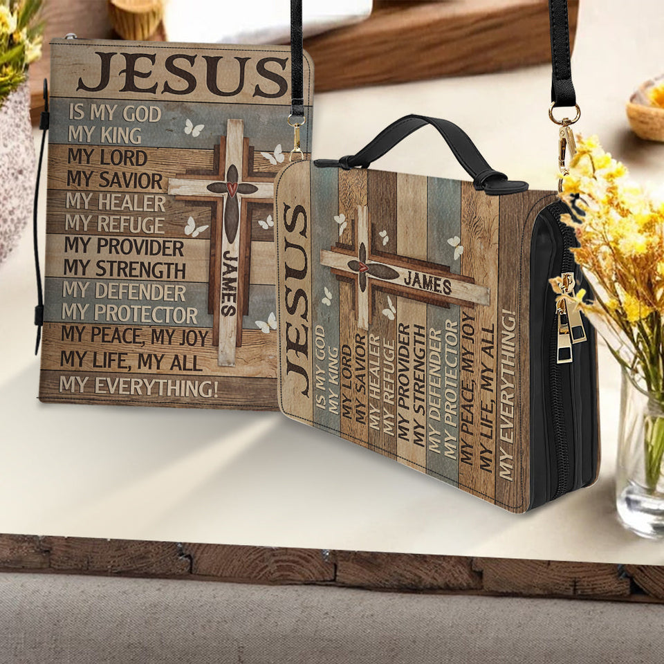 Mon Dieu, mon Roi - Étui à Bible en cuir personnalisé pour chrétiens