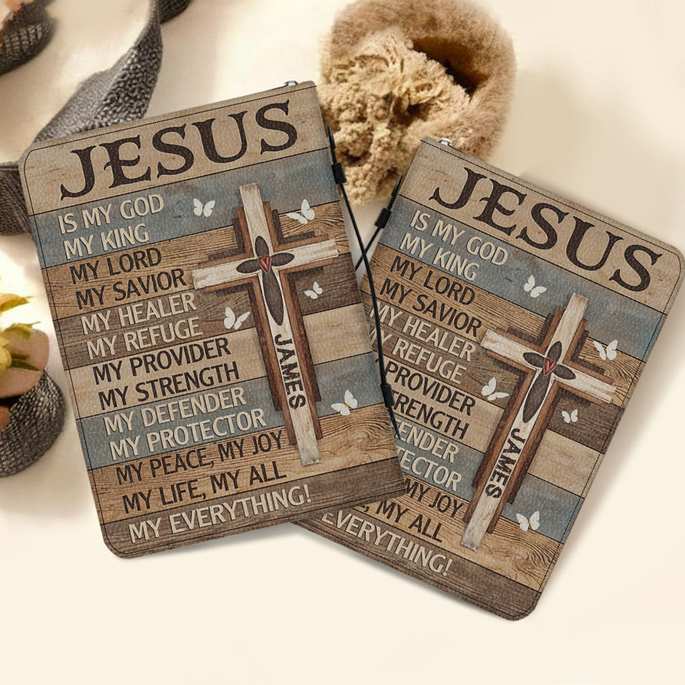 Mon Dieu, mon Roi - Étui à Bible en cuir personnalisé pour chrétiens