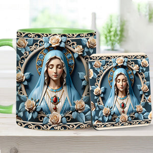 Mother Of God Rosette Wreath Emblem - Personalized Christian Accent Mug