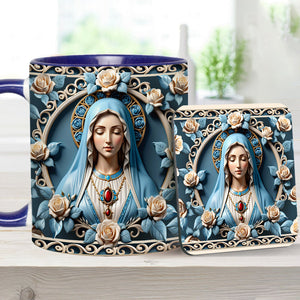 Mother Of God Rosette Wreath Emblem - Personalized Christian Accent Mug