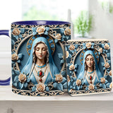 Mother Of God Rosette Wreath Emblem - Personalized Christian Accent Mug