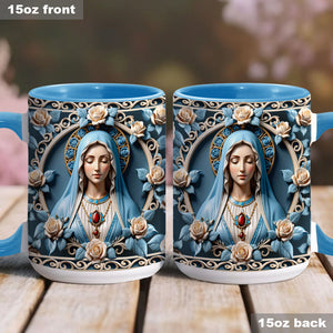Mother Of God Rosette Wreath Emblem - Personalized Christian Accent Mug