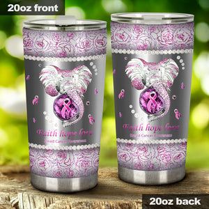 Faith Hope Love Breast Cancer Awareness Tumbler 0622