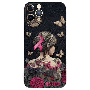 Breast Cancer Awareness - Personalized Breast Cancer Awareness Leather Phone Case