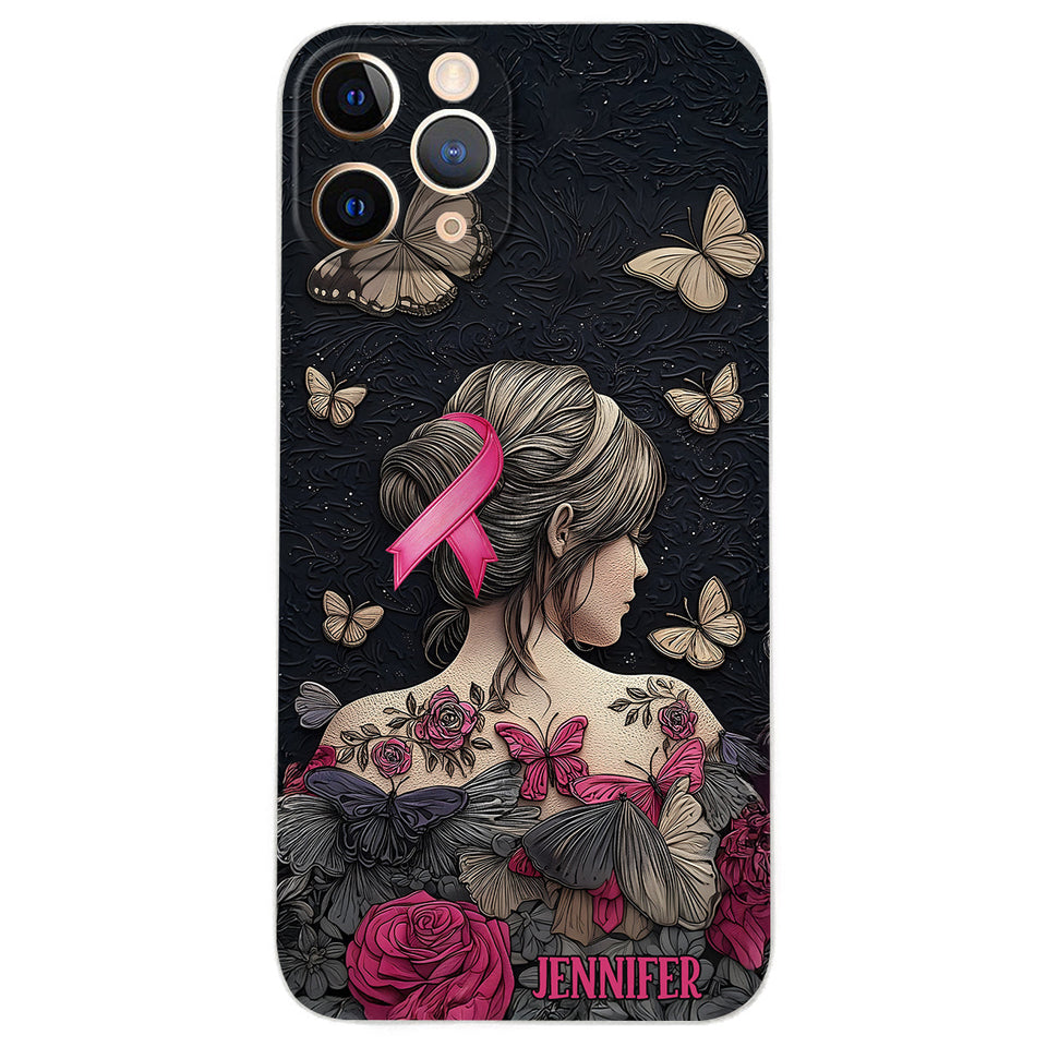 Breast Cancer Awareness - Personalized Breast Cancer Awareness Leather Phone Case