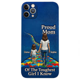 Proud Dad Of The Toughest Boy I Know - Personalized Autism Awareness 3D Embossed Leather Phone Case