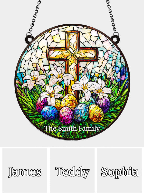 He Is Risen - Personalized Christian Window Hanging Suncatcher Ornament