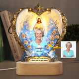 Dieu vous tient dans ses bras - Plaque commémorative personnalisée avec socle lumineux