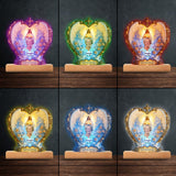 Dieu vous tient dans ses bras - Plaque commémorative personnalisée avec socle lumineux