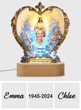 Dieu vous tient dans ses bras - Plaque commémorative personnalisée avec socle lumineux
