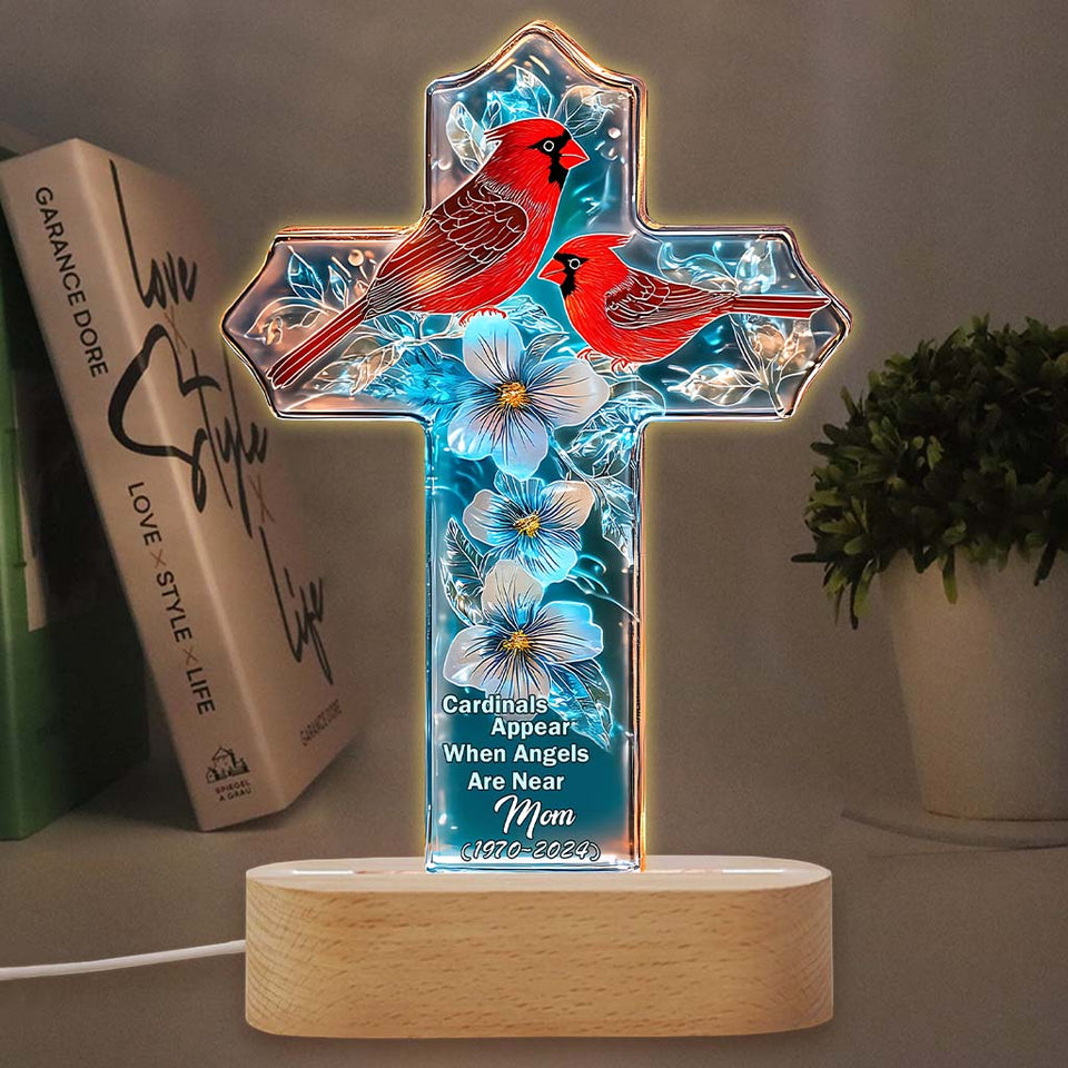 Cardinals Appear When Angels Are Near 
- Personalized Memorial Shaped Plaque Light Base