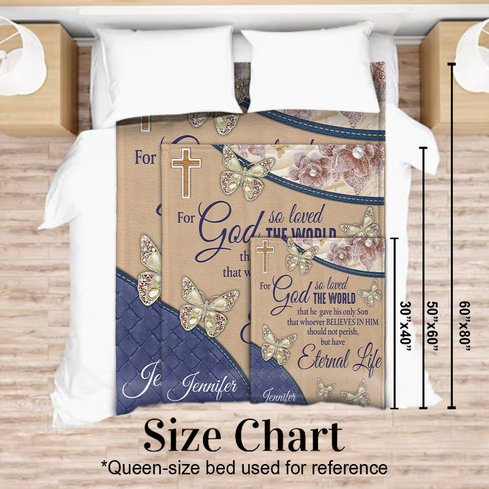 For God So Loved The World - Personalized Christian Blanket
