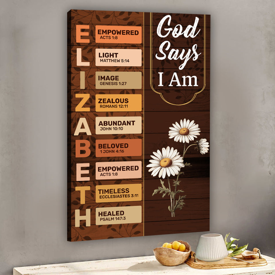 Dieu dit que je suis - Toile et affiche chrétiennes personnalisées