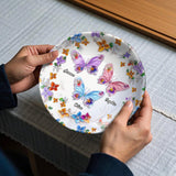 Assiette ronde en céramique personnalisée Bestie avec papillons et fleurs