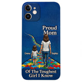 Proud Dad Of The Toughest Boy I Know - Personalized Autism Awareness 3D Embossed Leather Phone Case