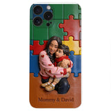 Autism Mom - Personalized Autism Awareness 3D Embossed Leather Phone Case