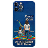 Proud Dad Of The Toughest Boy I Know - Personalized Autism Awareness 3D Embossed Leather Phone Case