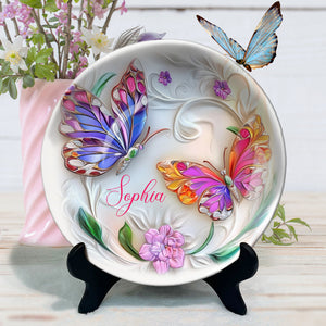 Stunning Butterfly - Personalized Butterfly Ceramic Round Plate
