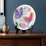 Superbe assiette ronde en céramique personnalisée avec papillon