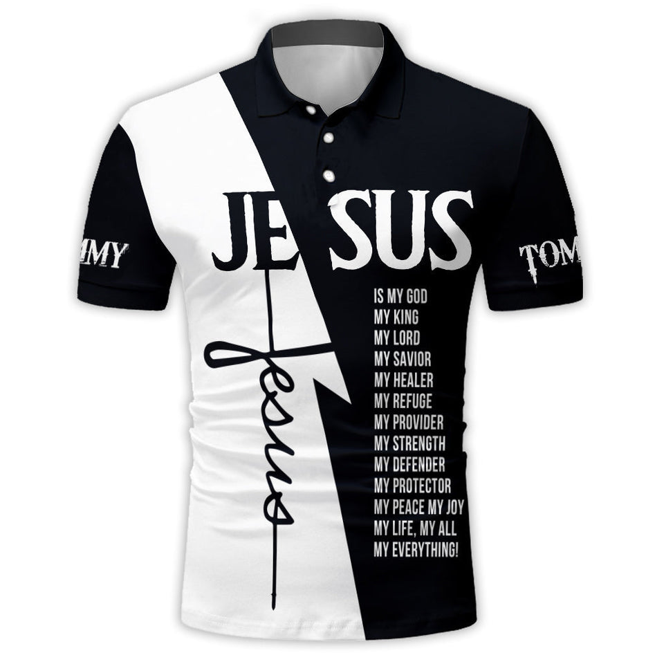 Jésus est mon Dieu - Polo chrétien personnalisé