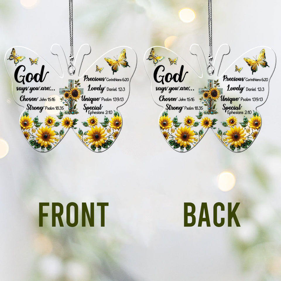 God Says You Are... - Christian Transparent Car Ornament
