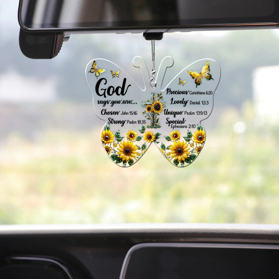 God Says You Are... - Christian Transparent Car Ornament