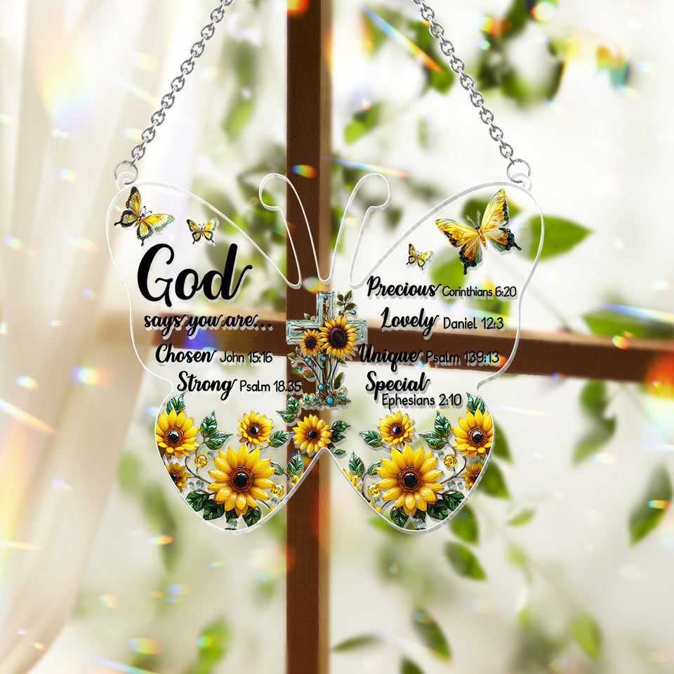 God Says You Are... - Christian Window Hanging Suncatcher Ornament