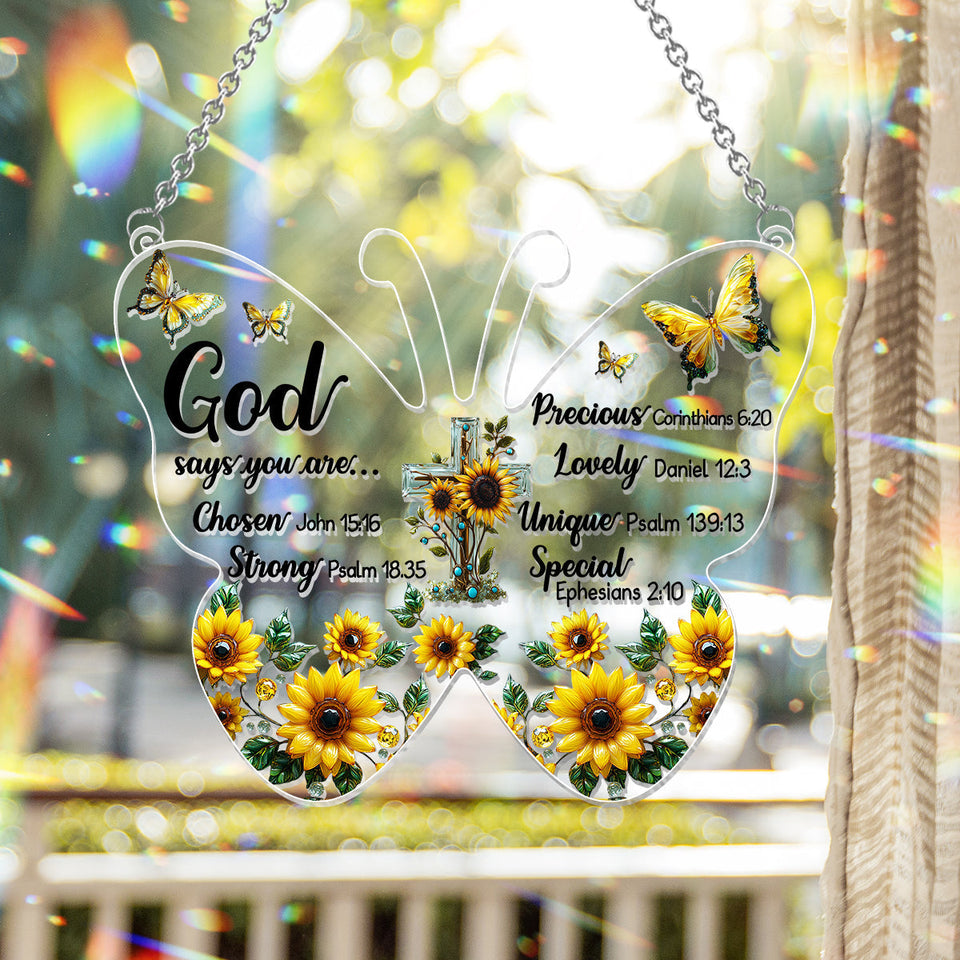 God Says You Are... - Christian Window Hanging Suncatcher Ornament
