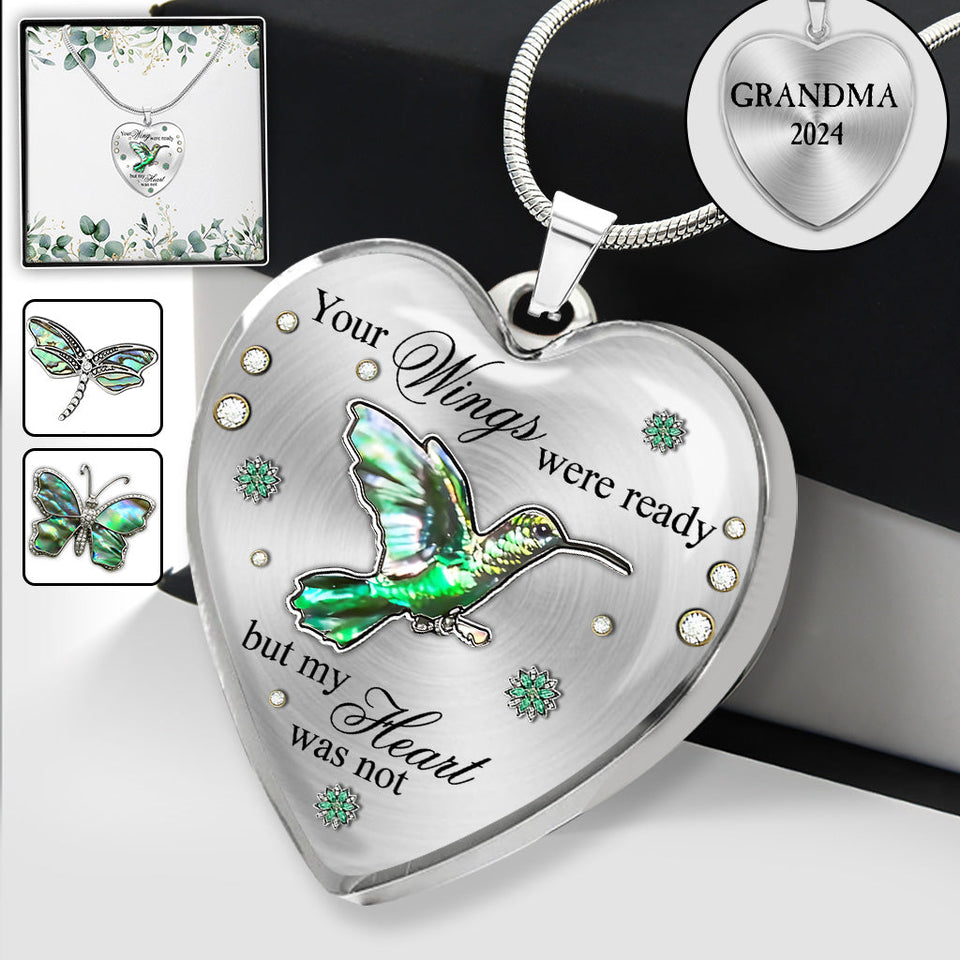 Tes ailes étaient prêtes, mais mon cœur ne l'était pas - Collier pendentif cœur commémoratif personnalisé