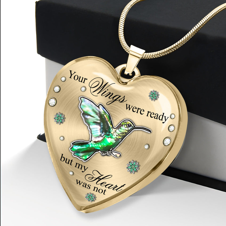 Tes ailes étaient prêtes, mais mon cœur ne l'était pas - Collier pendentif cœur commémoratif personnalisé