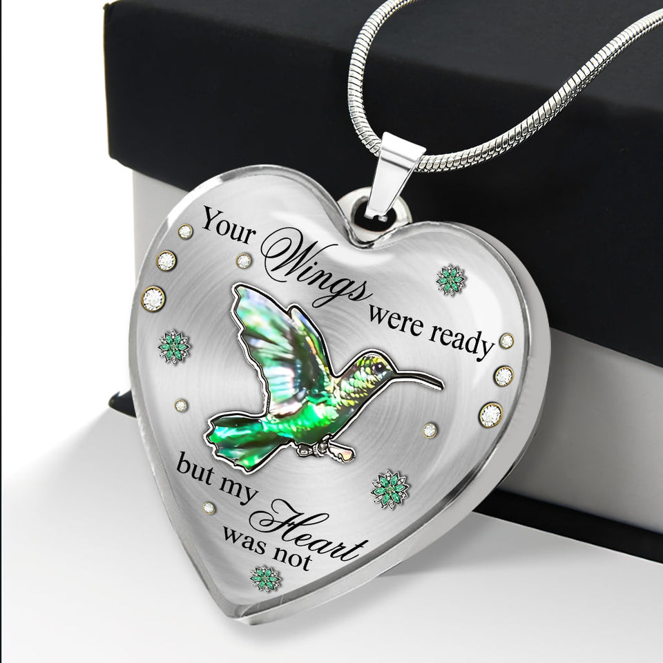 Tes ailes étaient prêtes, mais mon cœur ne l'était pas - Collier pendentif cœur commémoratif personnalisé
