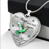 Tes ailes étaient prêtes, mais mon cœur ne l'était pas - Collier pendentif cœur commémoratif personnalisé