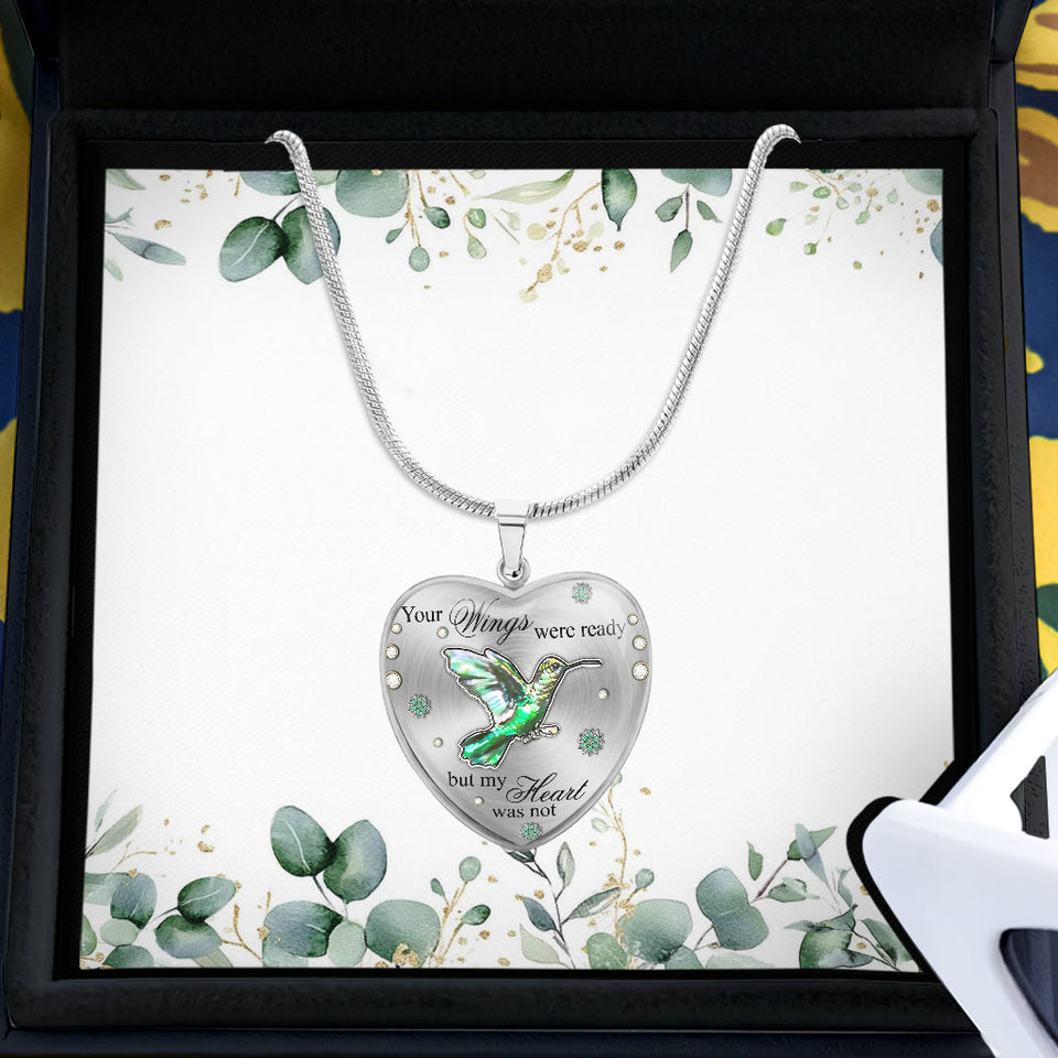 Tes ailes étaient prêtes, mais mon cœur ne l'était pas - Collier pendentif cœur commémoratif personnalisé