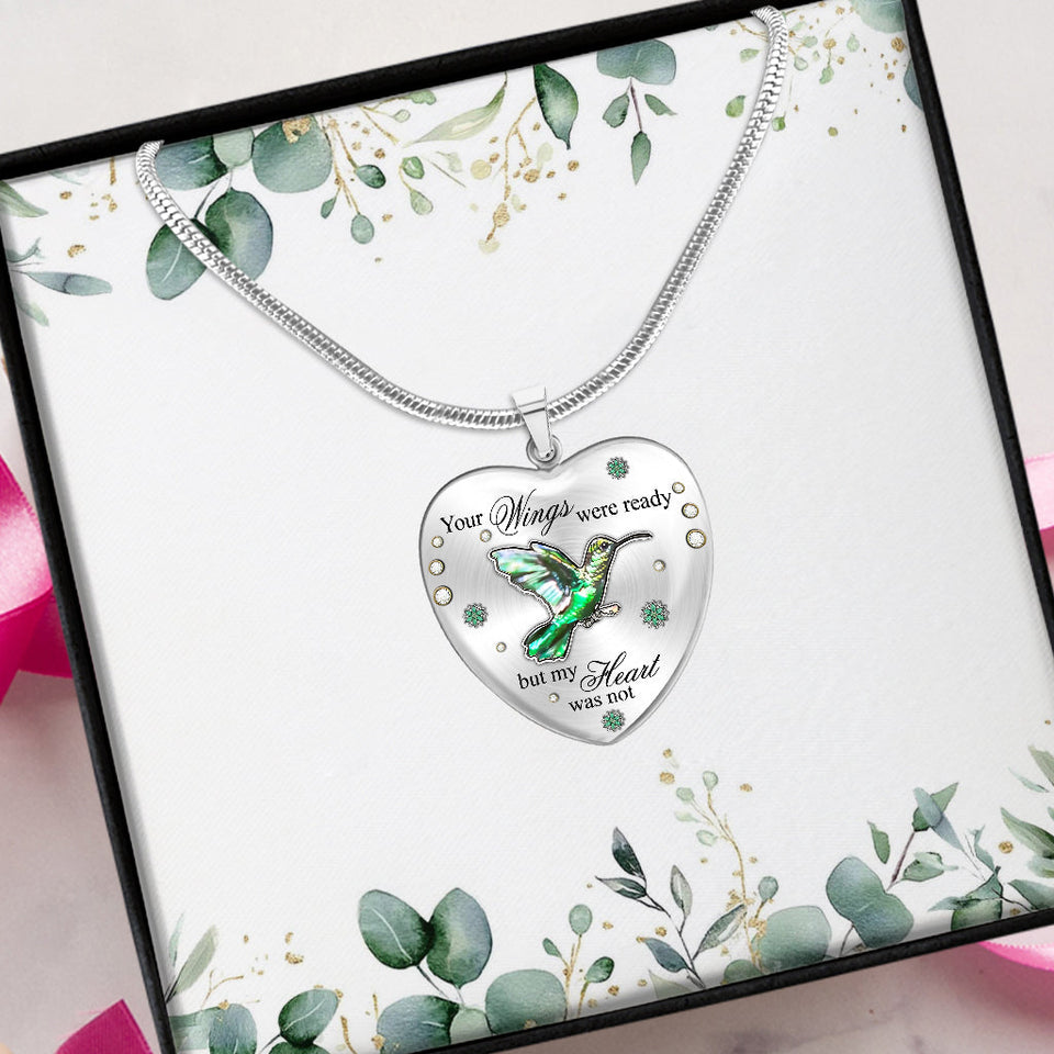 Tes ailes étaient prêtes, mais mon cœur ne l'était pas - Collier pendentif cœur commémoratif personnalisé
