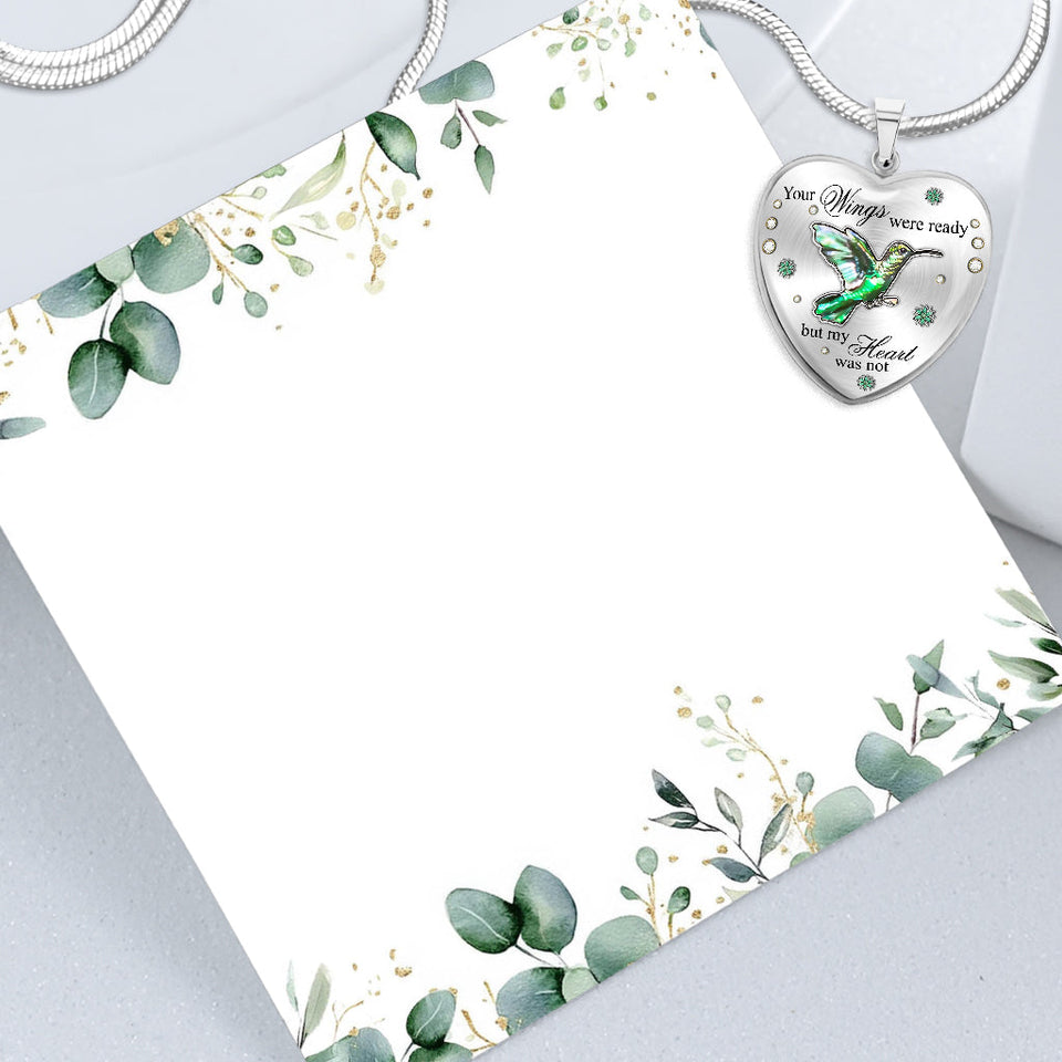 Tes ailes étaient prêtes, mais mon cœur ne l'était pas - Collier pendentif cœur commémoratif personnalisé