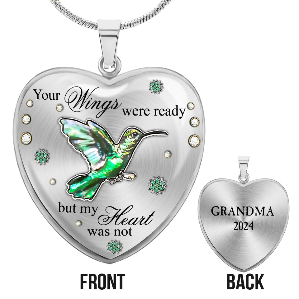 Tes ailes étaient prêtes, mais mon cœur ne l'était pas - Collier pendentif cœur commémoratif personnalisé