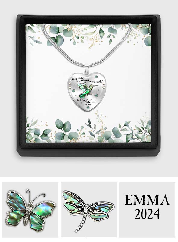 Tes ailes étaient prêtes, mais mon cœur ne l'était pas - Collier pendentif cœur commémoratif personnalisé