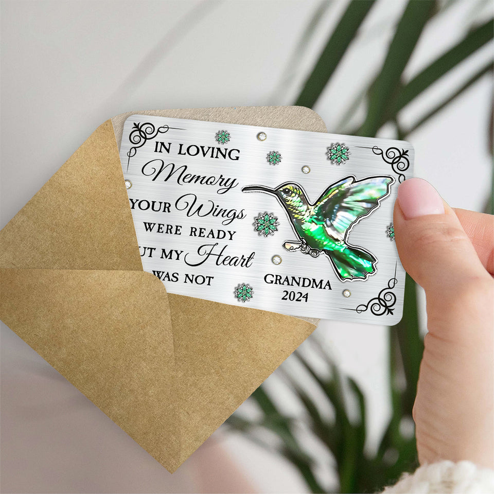 Your Wings Were Ready But My Heart Was Not - Personalized Memorial Wallet Insert Card