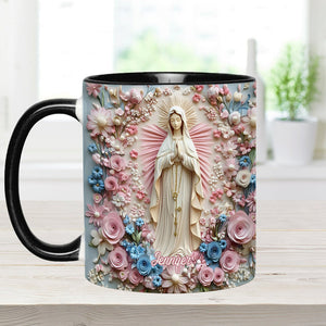 Floral Serenity of Mary - Personalized Christian Accent Mug