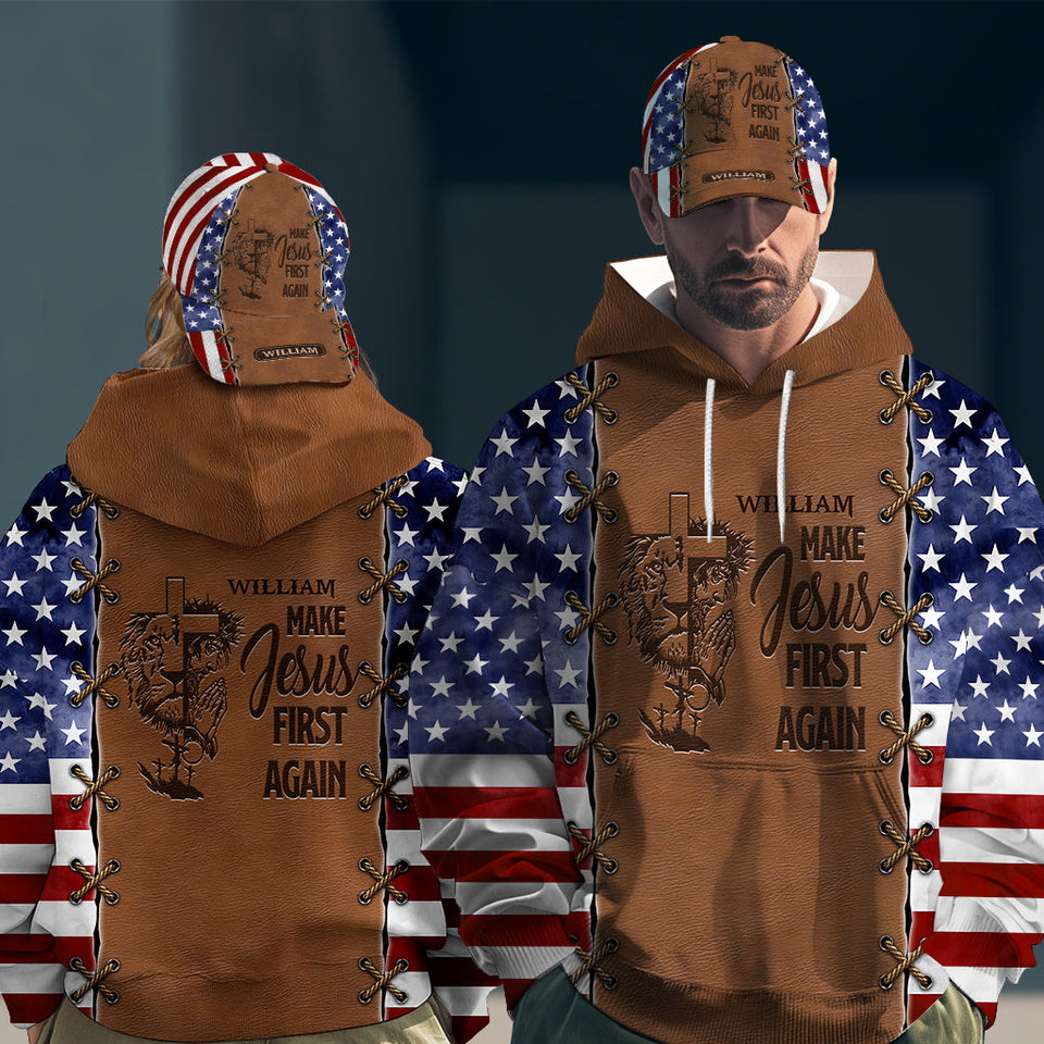Remettre Jésus au premier plan - Sweat à capuche et casquette classique personnalisés avec imprimé chrétien intégral