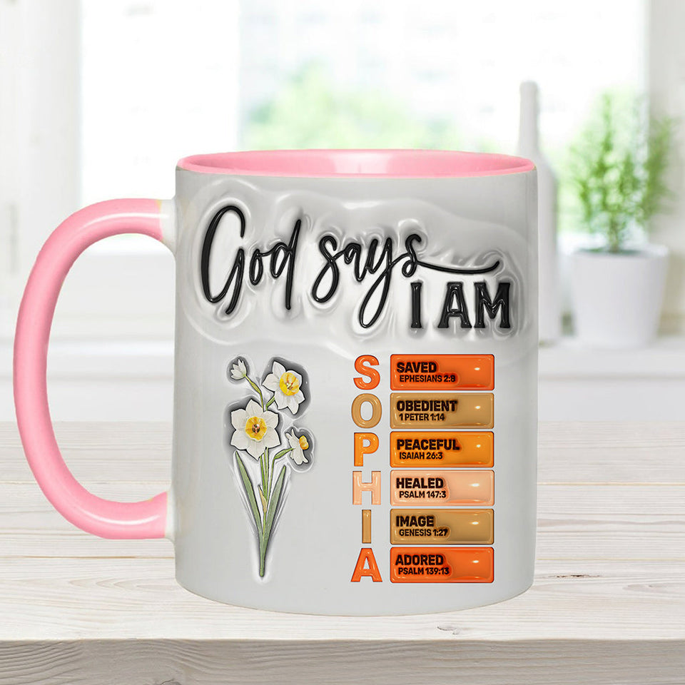 God Says I Am - Personalized Christian Accent Mug